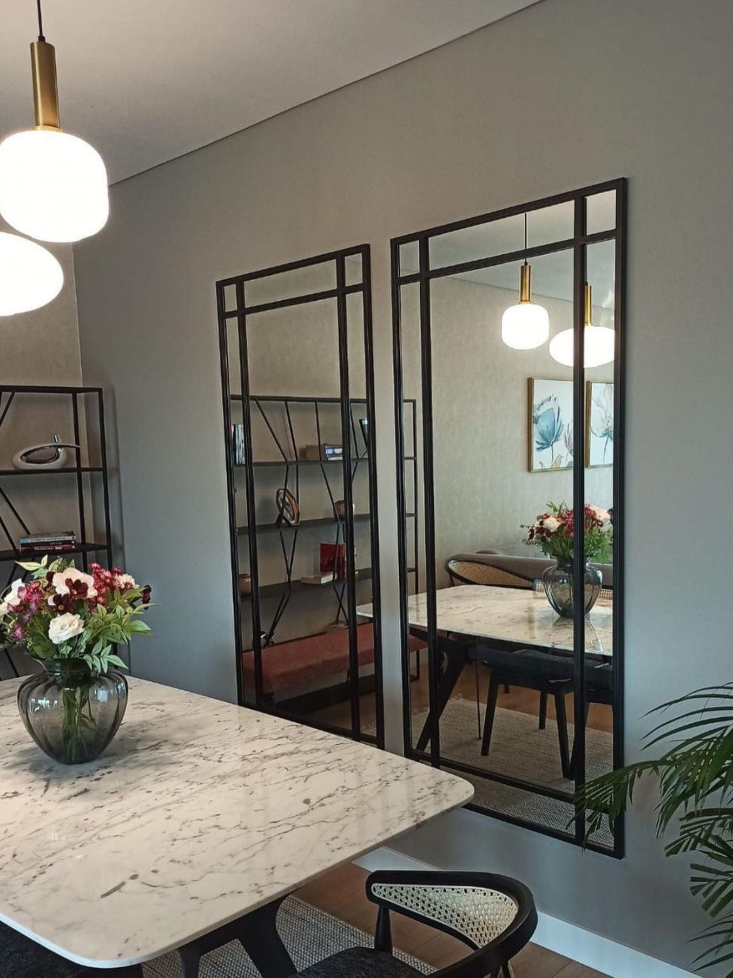 Stor Fritstående Rudespejl 180x80 Sort