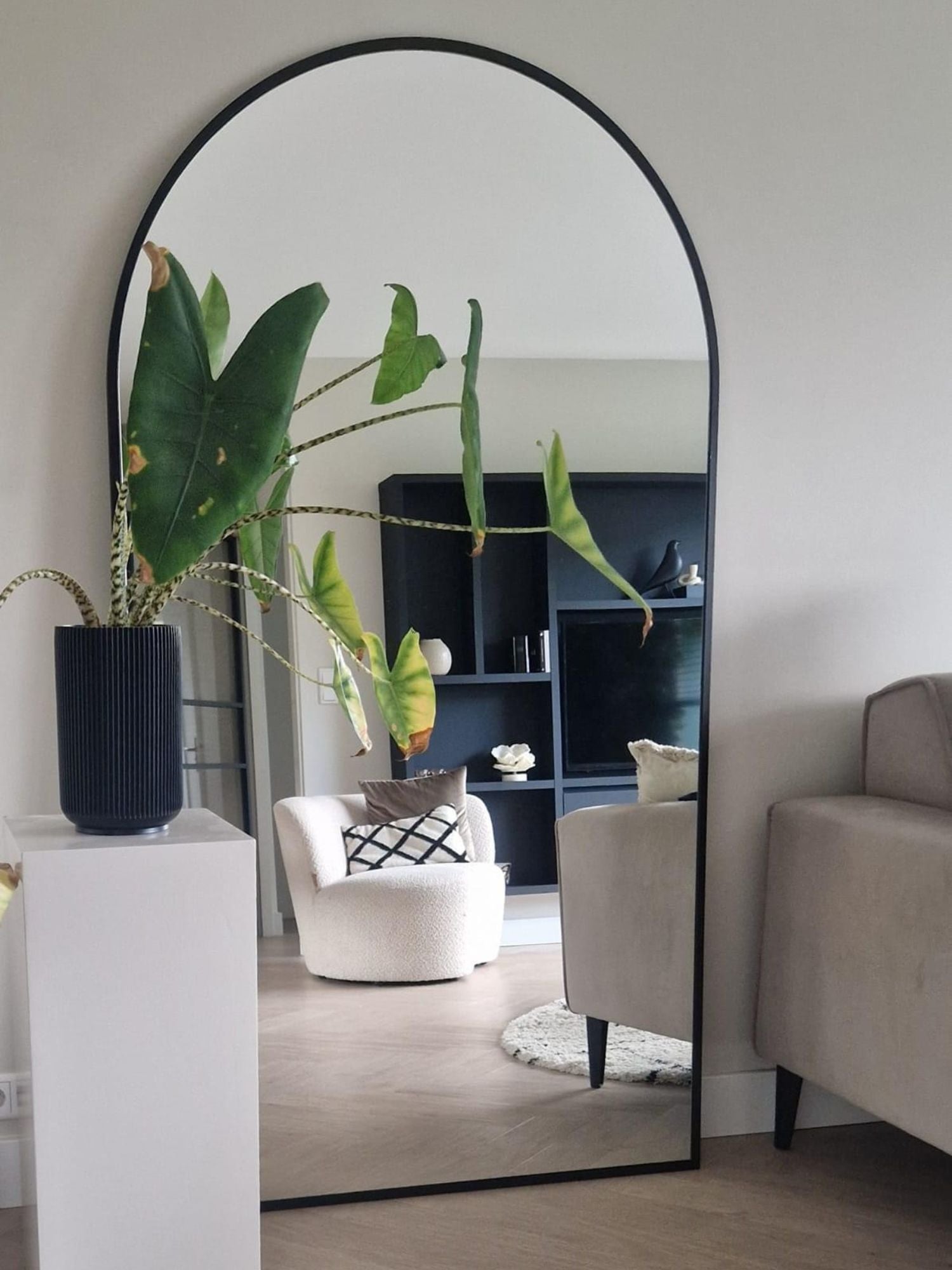 Stor Fritstående Ovalt Spejl 180x100 Sort