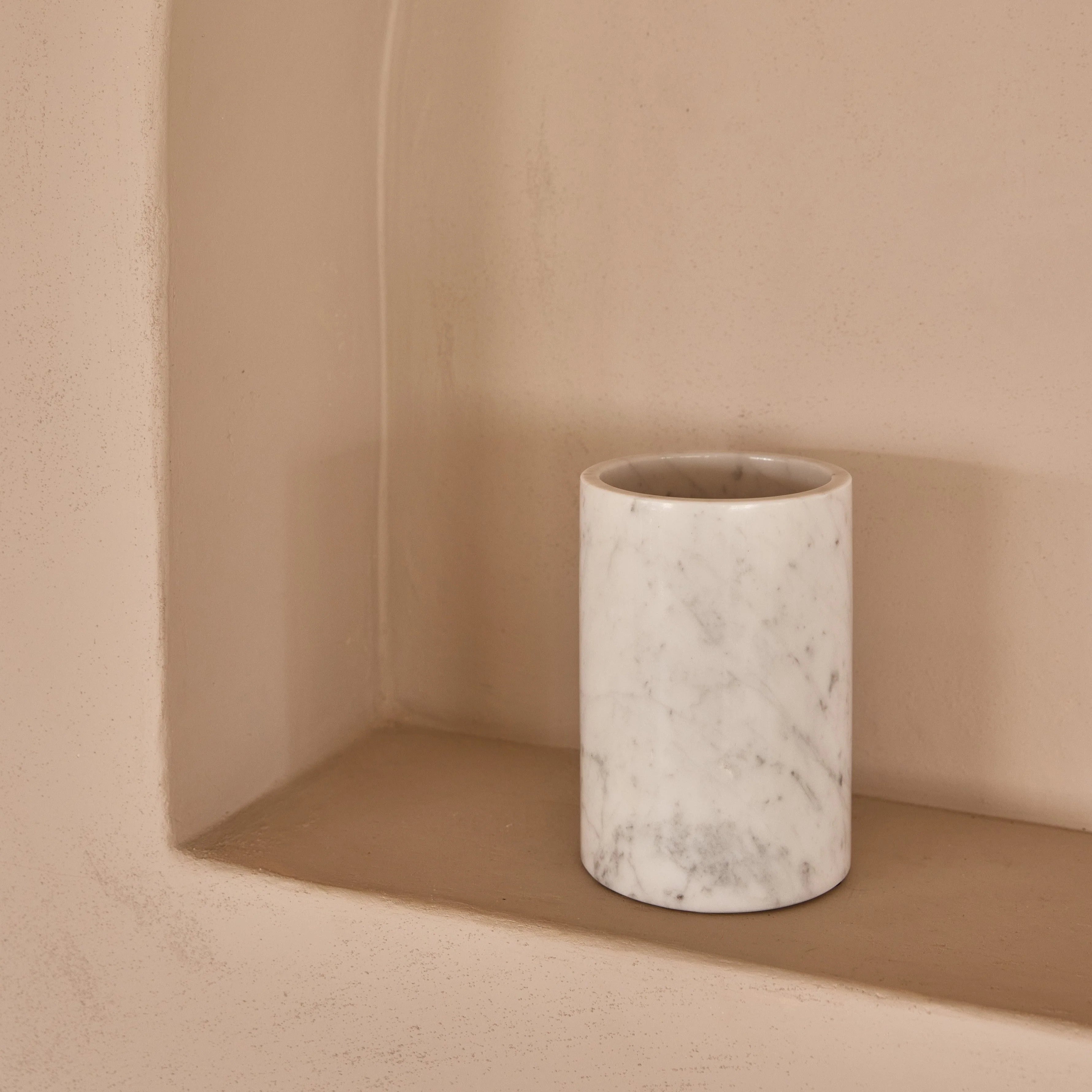 Marmorkøler / vase hvid Ø12x18 cm